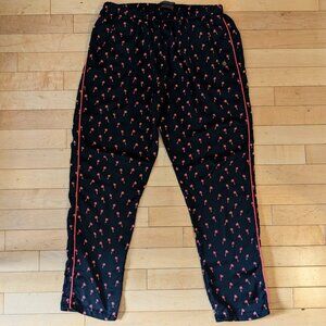 MAISON SCOTCH LA FEMME SELON MARIE PALM SATIN FUN PANT, PINK BLACK, 0